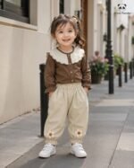 Heritage Peter Pan Collar Top with Floral Jogger Pants Co-Ord Set for Girls - Image 6