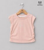 Blush Bow Tee with Plaid Tie-Waist Skirt Co-Ord Set for Girls - Image 2