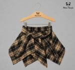 Blush Bow Tee with Plaid Tie-Waist Skirt Co-Ord Set for Girls - Image 3