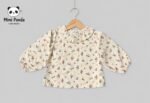 Elegant Denim Co-ord Set with Floral Puff Sleeve Top for Girls - Image 2