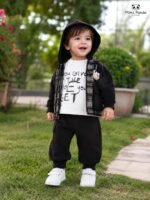 Luxe Midnight Cargo 3-Piece Co-ord Set for Boys – Black Edition - Image 7
