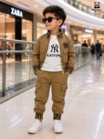 Luxe Urban Cargo 3-Piece Co-ord Set for Boys – Camel Gold Edition - Image 8