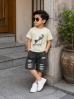 Luxe Dino Summer Co-ord Set for Kids – Blush Pink Edition - Image 8