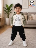 Luxe Varsity Active 3-Piece Co-ord Set for Boys – Olive Cream Edition - Image 5