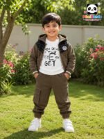 Luxe Heritage Cargo 3-Piece Co-ord Set for Boys – Olive Edition - Image 7
