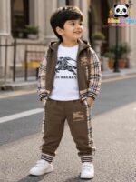 Luxe Royal Heritage 3-Piece Co-ord Set for Boys – Mocha Brown Edition - Image 7