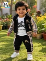 Luxe Royal Heritage 3-Piece Co-ord Set for Boys – Mocha Brown Edition - Image 9