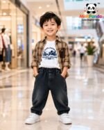 Mimi Panda Explorer Luxe Denim Co-ord Set for Boys – Midnight Check Edition - Image 7