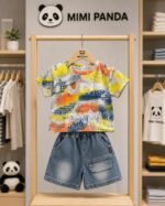 Mimi Panda Color Splash Denim Co-Ord Set - Image 2