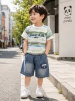 Mimi Panda Cheer Stripe Denim Co-Ord Set - Image 6