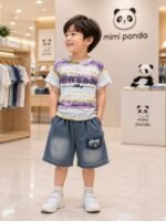 Mimi Panda Cheer Stripe Denim Co-Ord Set - Image 7
