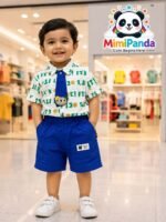 Mimi Panda Royal Blue Party Co-ord Set with Tie - Image 7
