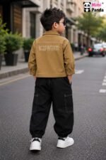 Mimi Panda Luxe Urban Cargo 3-Piece Co-ord Set for Boys – Camel Edition - Image 7