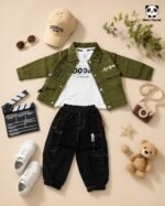 Mimi Panda Luxe Urban Cargo 3-Piece Co-ord Set for Boys – Camel Edition - Image 8