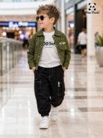 Mimi Panda Luxe Urban Cargo 3-Piece Co-ord Set for Boys – Camel Edition - Image 9