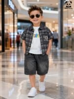 Mimi Panda Luxe Summer Denim 3-Piece Co-ord Set for Boys – Blue Edition - Image 9