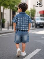Mimi Panda Luxe Summer Denim 3-Piece Co-ord Set for Boys – Blue Edition - Image 7