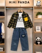 Luxe Dino Explorer 3-Piece Co-ord Set for Boys – Yellow Pocket Edition - Image 3