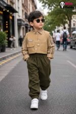 Mimi Panda Luxe Safari Heritage 3-Piece Co-ord Set for Boys – Olive Edition - Image 6
