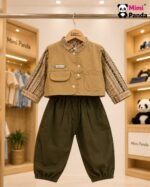 Mimi Panda Luxe Safari Heritage 3-Piece Co-ord Set for Boys – Olive Edition - Image 8