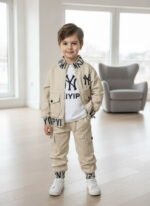Luxe Urban Cargo 3-Piece Co-ord Set for Boys – Camel Gold Edition - Image 6