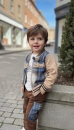 Luxe Alpine Varsity 3-Piece Co-ord Set for Boys – Beige Edition - Image 8